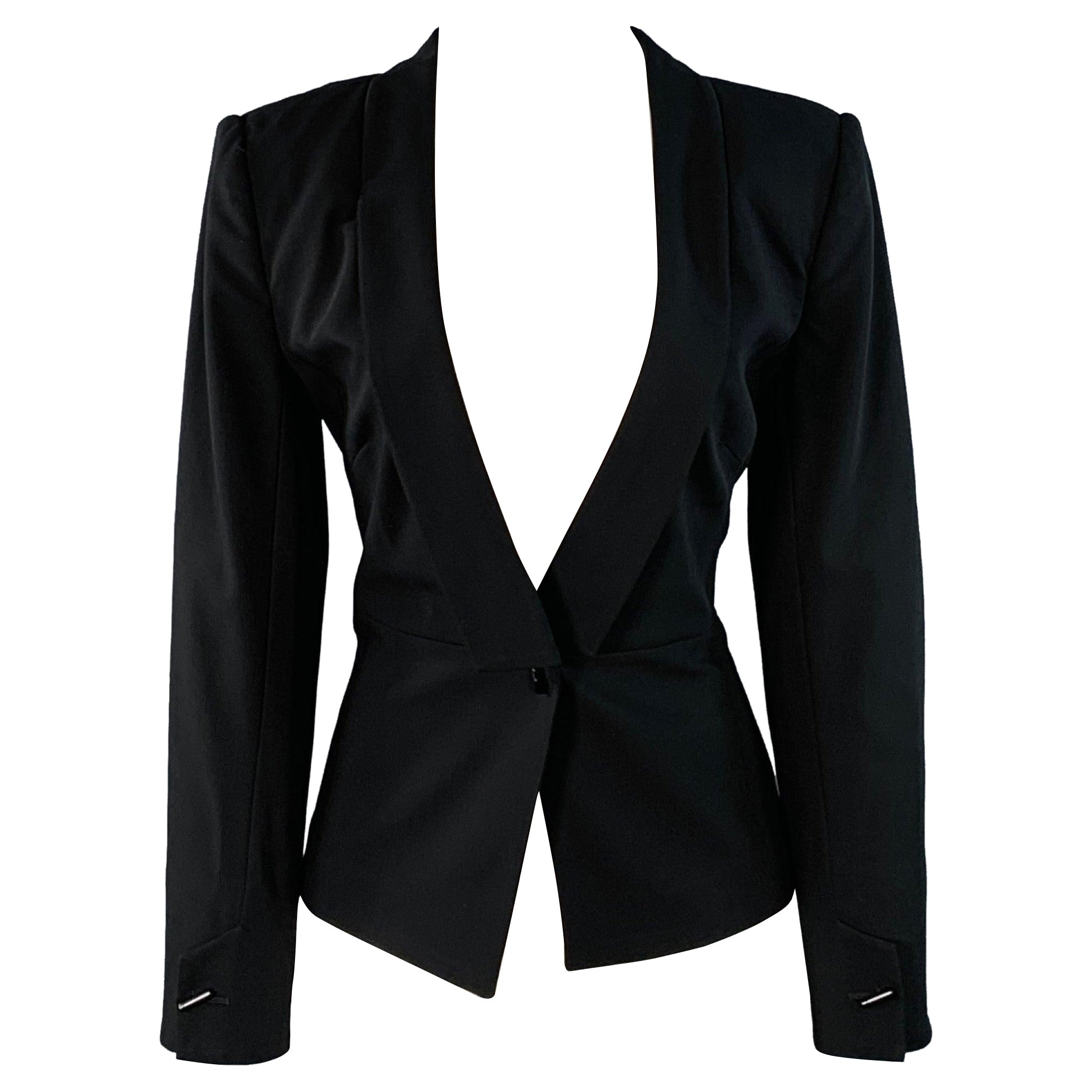 GIORGIO ARMANI Größe 8 Schwarz Schurwolle Schalkragen Jacke Blazer
