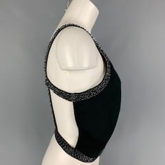 GIORGIO ARMANI Size 8 Black Viscose Blend Beaded Straps Dress Top