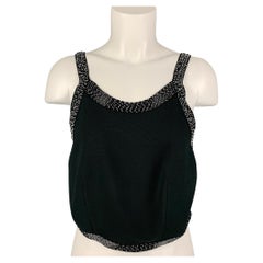 GIORGIO ARMANI Size 8 Black Viscose Blend Beaded Straps Dress Top