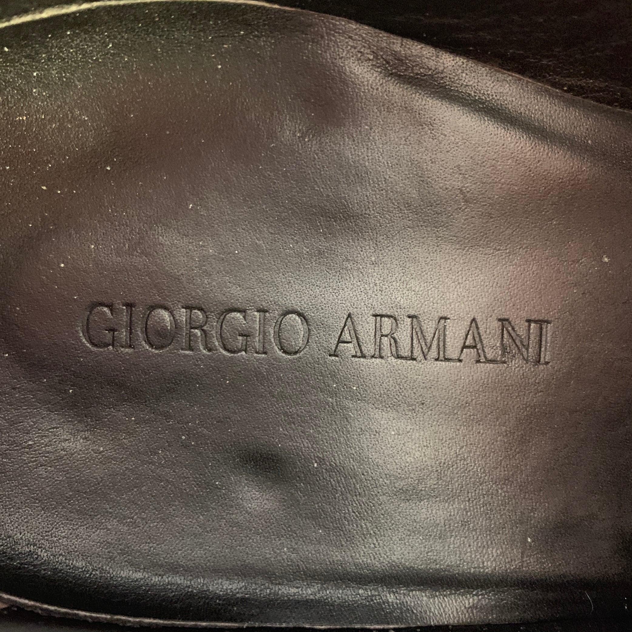 GIORGIO ARMANI Taille 8 Chaussures à lacets Wingtip en daim texturé Brown en vente 2