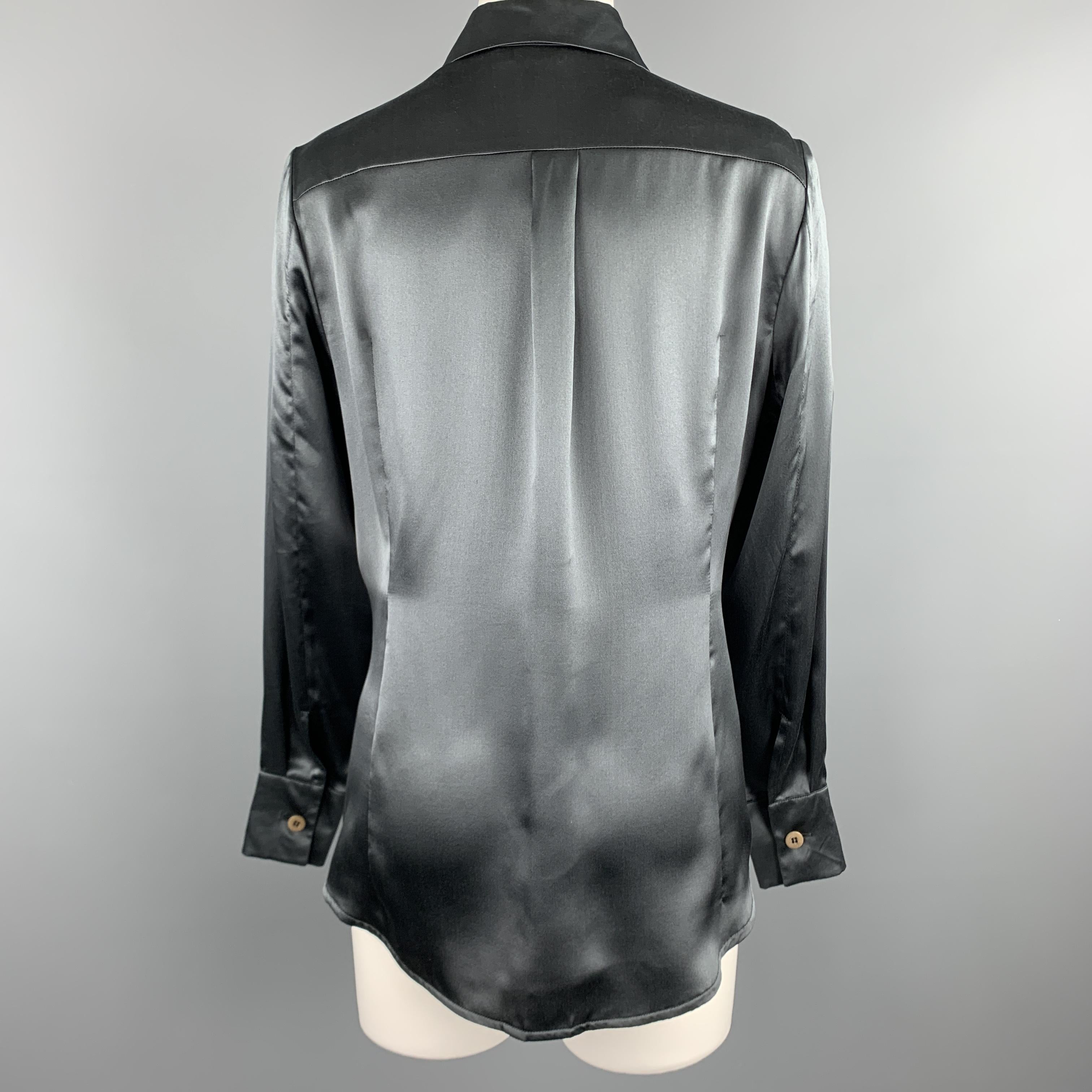 grey satin blouse