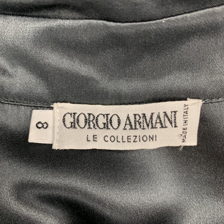 GIORGIO ARMANI Size 8 Charcoal Silk Satin Blouse For Sale at 1stDibs |  satin blouses, satin blouses for sale