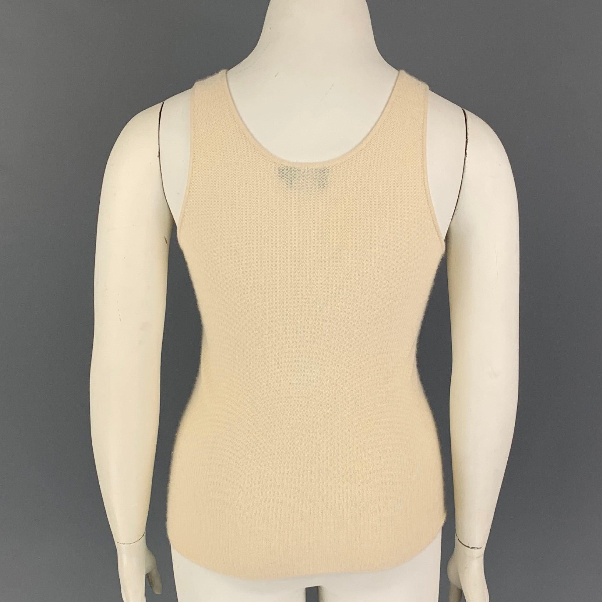 Beige GIORGIO ARMANI Size 8 Cream Rayon Cashmere Tank Top