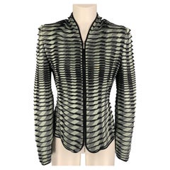 GIORGIO ARMANI Größe 8 Grau Schwarz Viskose gerippte Reißverschluss Jacke