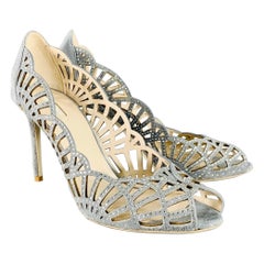 GIORGIO ARMANI Size 8 Grey Suede Cut Out Peep Toe Pumps