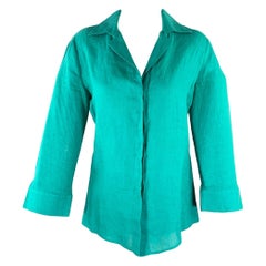 GIORGIO ARMANI - Camicia maniche 3/4 in lino verde acqua taglia 8