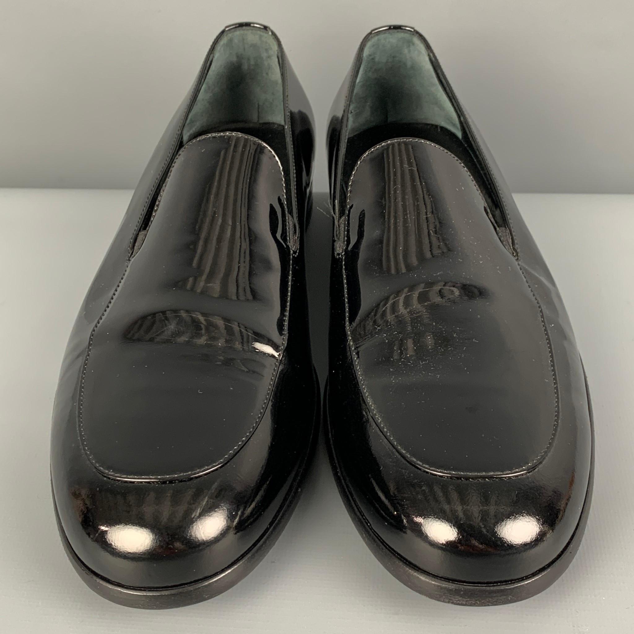 GIORGIO ARMANI Size 8.5 Black Leather Slip On Loafers 1