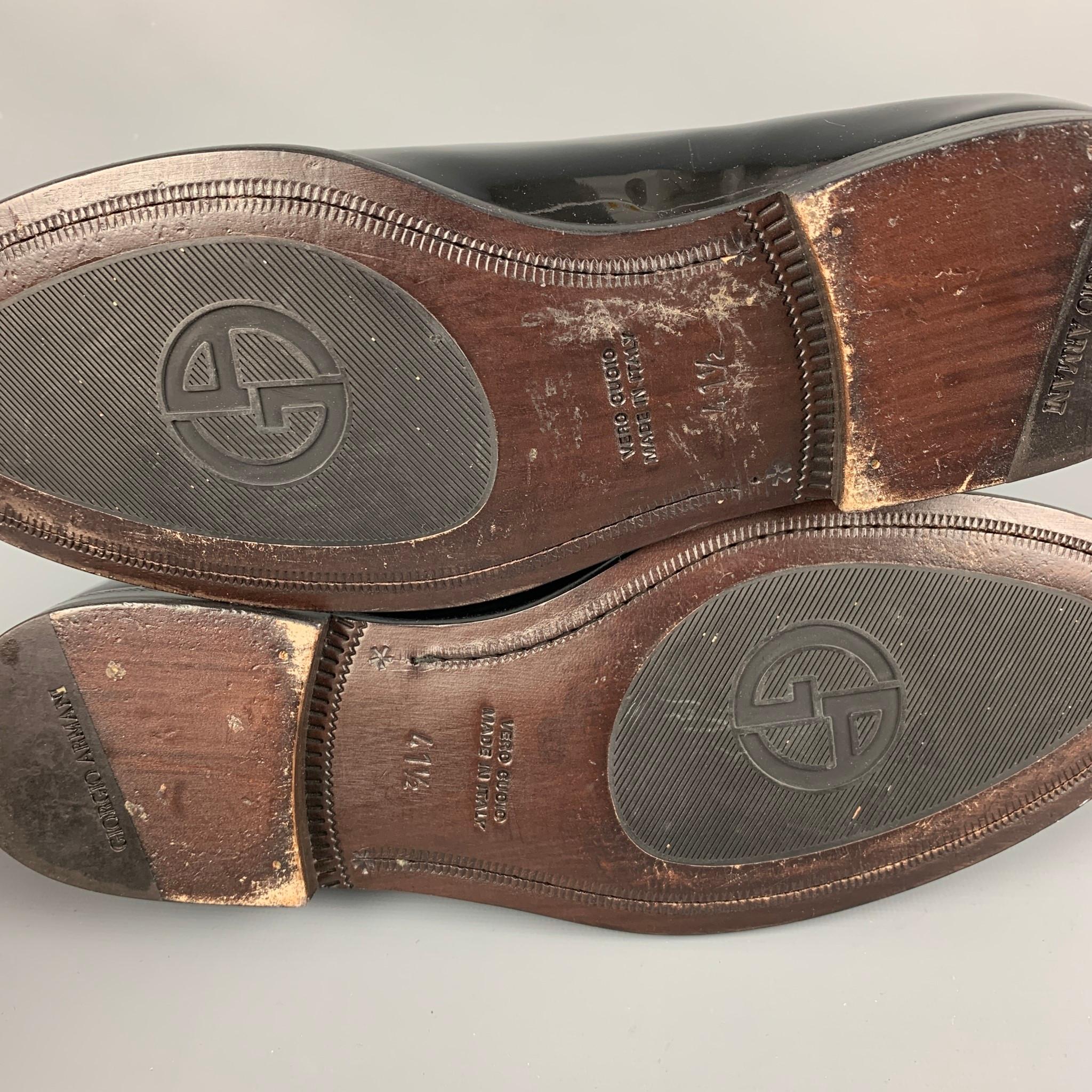 GIORGIO ARMANI Size 8.5 Black Leather Slip On Loafers 3
