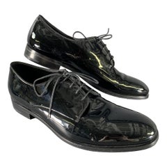GIORGIO ARMANI Size 9.5 Black Leather Lace Up Shoes
