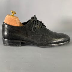 GIORGIO ARMANI Size 9.5 Black Textured Leather Round Toe Lace Up Shoes