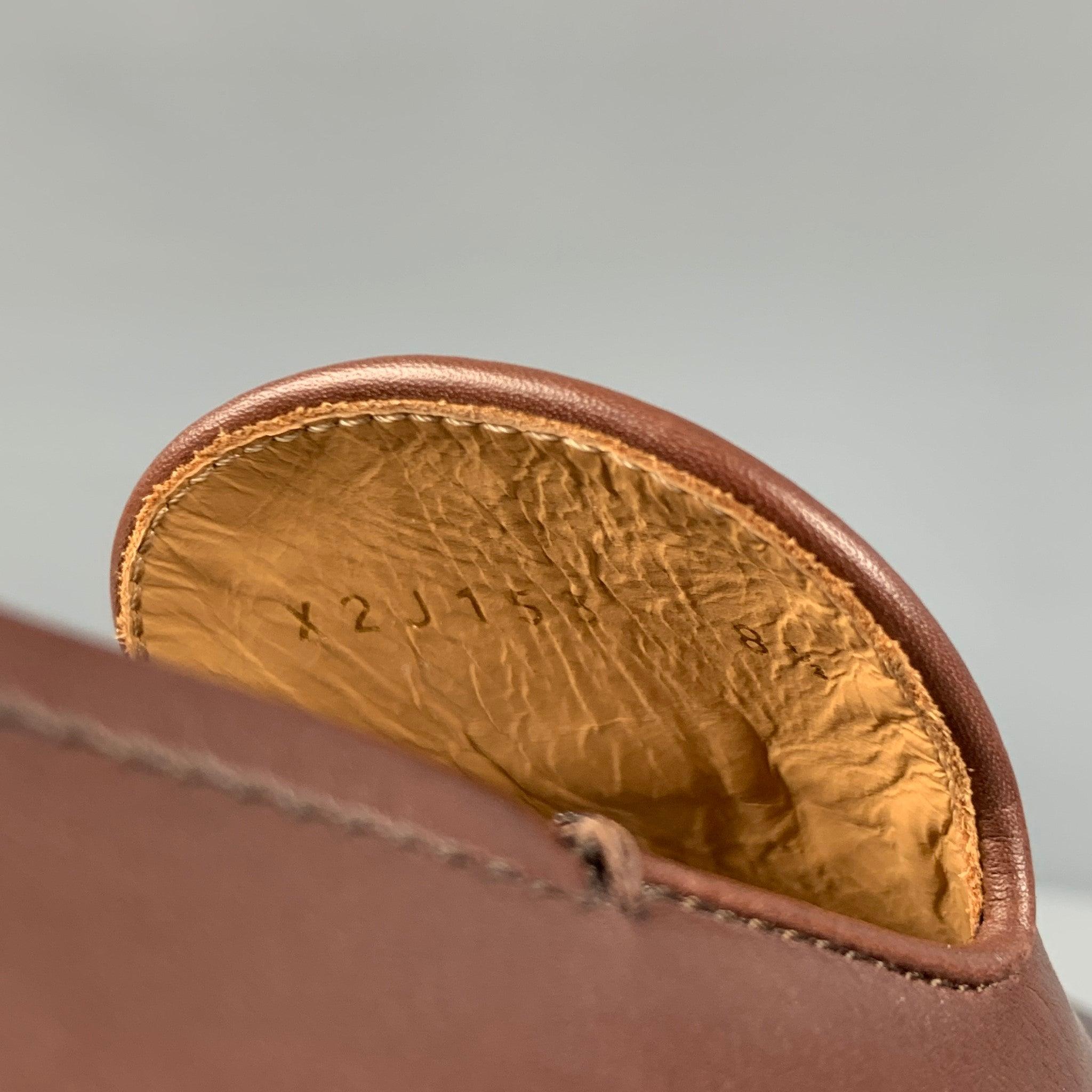 GIORGIO ARMANI Size 9.5 Brown Antique Leather Slip On Loafers 2