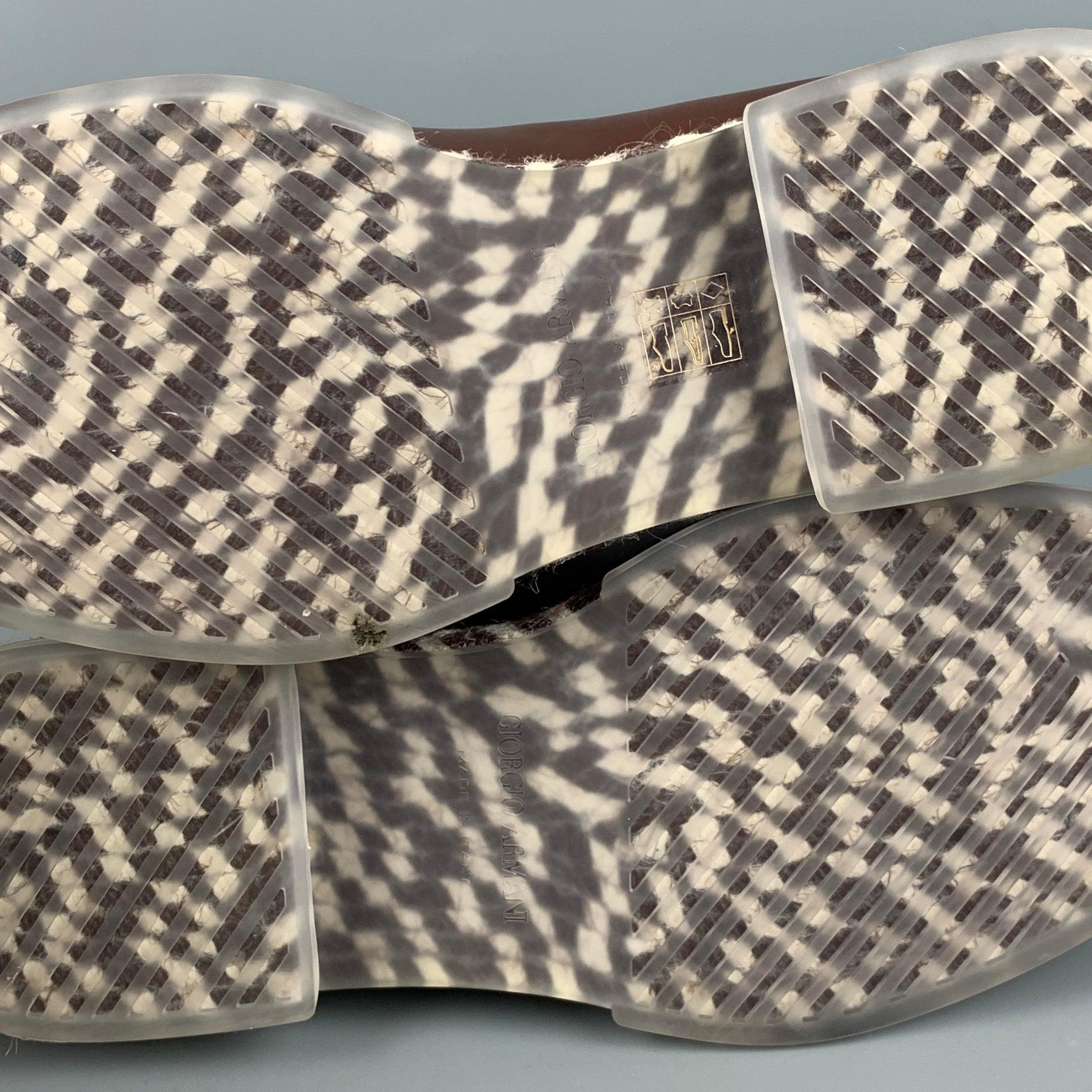 GIORGIO ARMANI Size 9.5 Brown Antique Leather Slip On Loafers 3