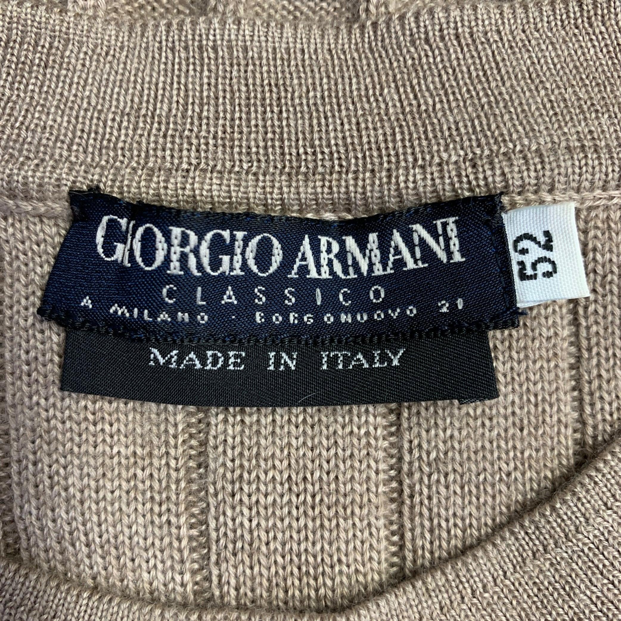 GIORGIO ARMANI Pullover mit Rundhalsausschnitt aus Kaschmir und Seide, Größe L, Beige, mit strukturierten Streifen im Angebot 3
