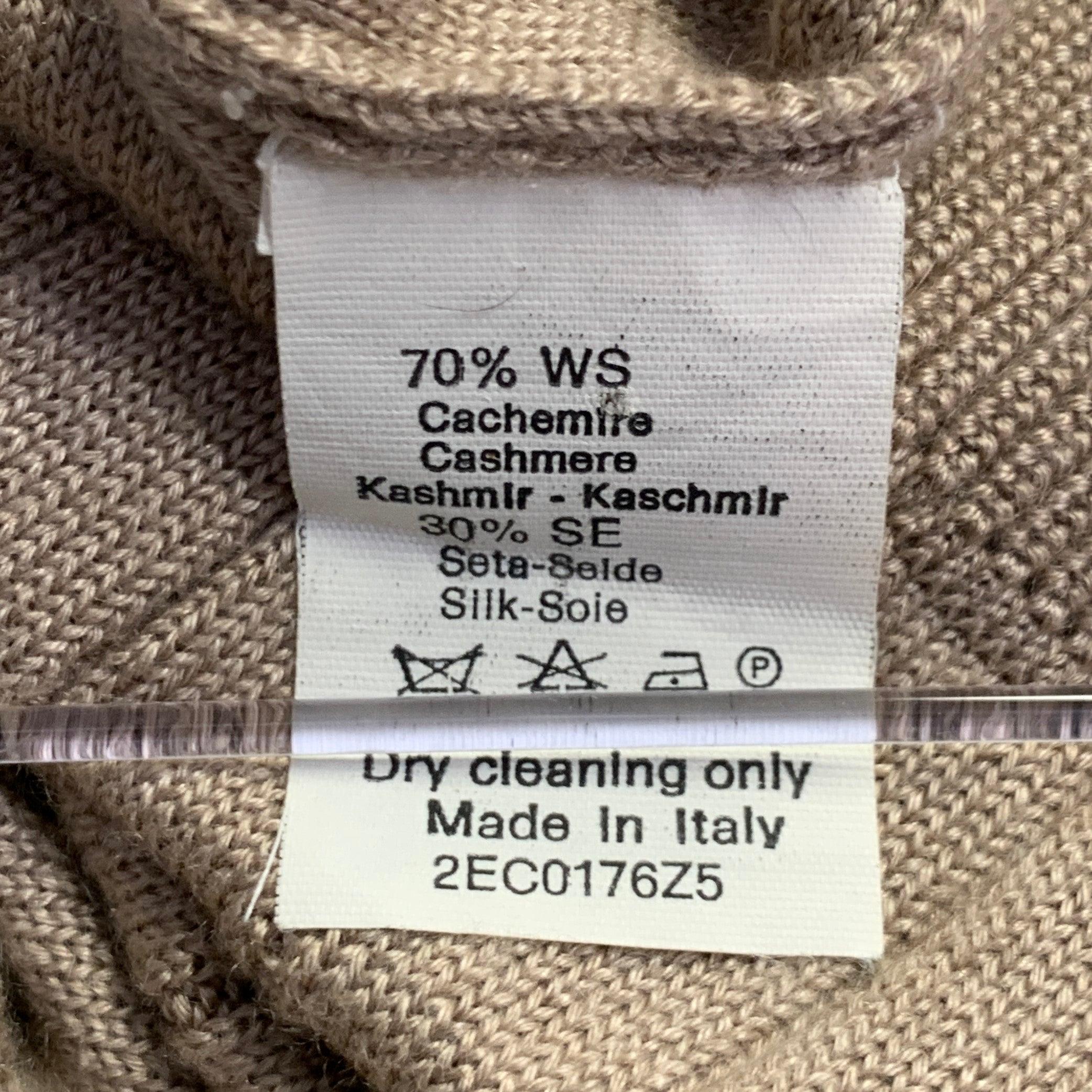 GIORGIO ARMANI Pullover mit Rundhalsausschnitt aus Kaschmir und Seide, Größe L, Beige, mit strukturierten Streifen im Angebot 4