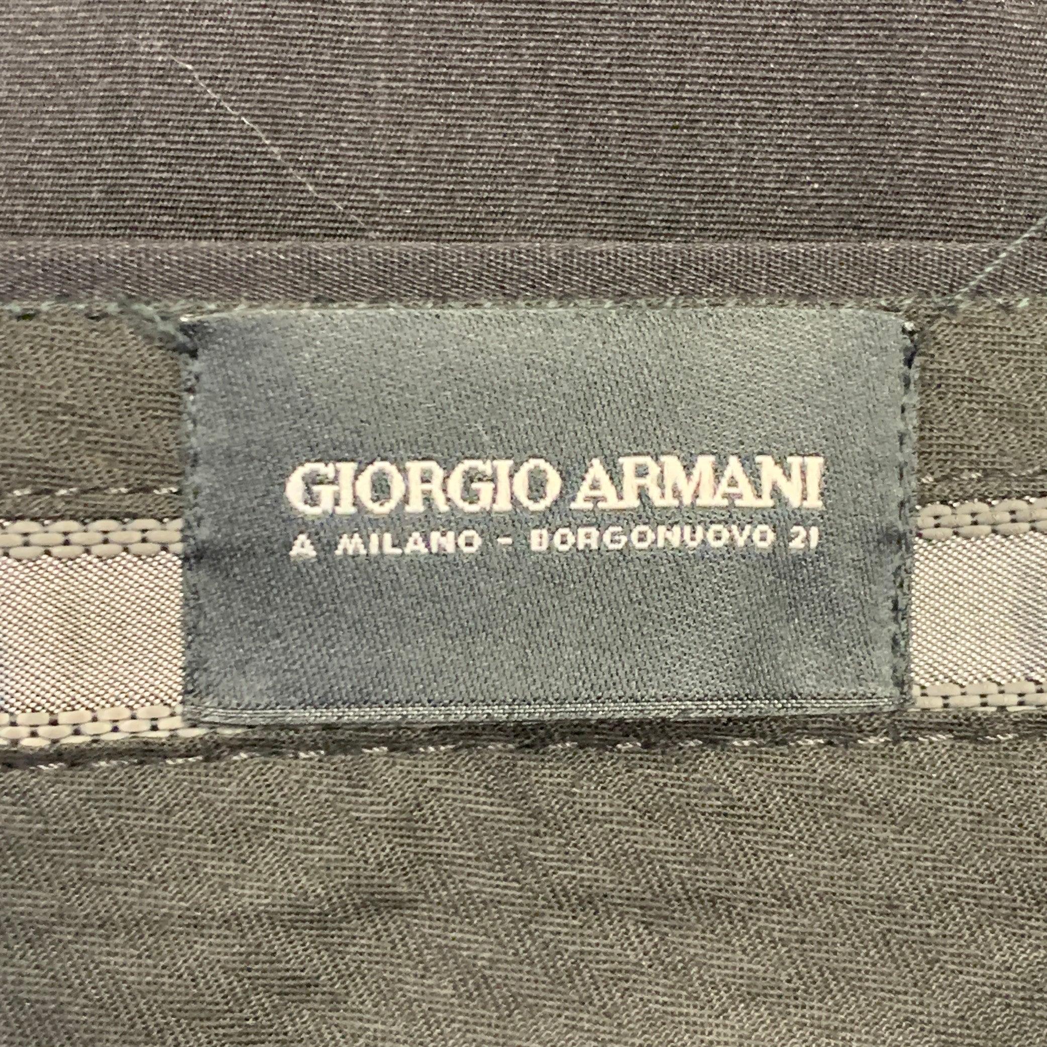 GIORGIO ARMANI Size L Black Wool Silk Blend Flat Front Tapered Dress Pants (pantalon habillé à devant plat) en vente 1