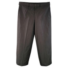 GIORGIO ARMANI Taglia L Nero Lana Miscela di Seta Pantaloni da Abito Affusolati Anteriori Piatti