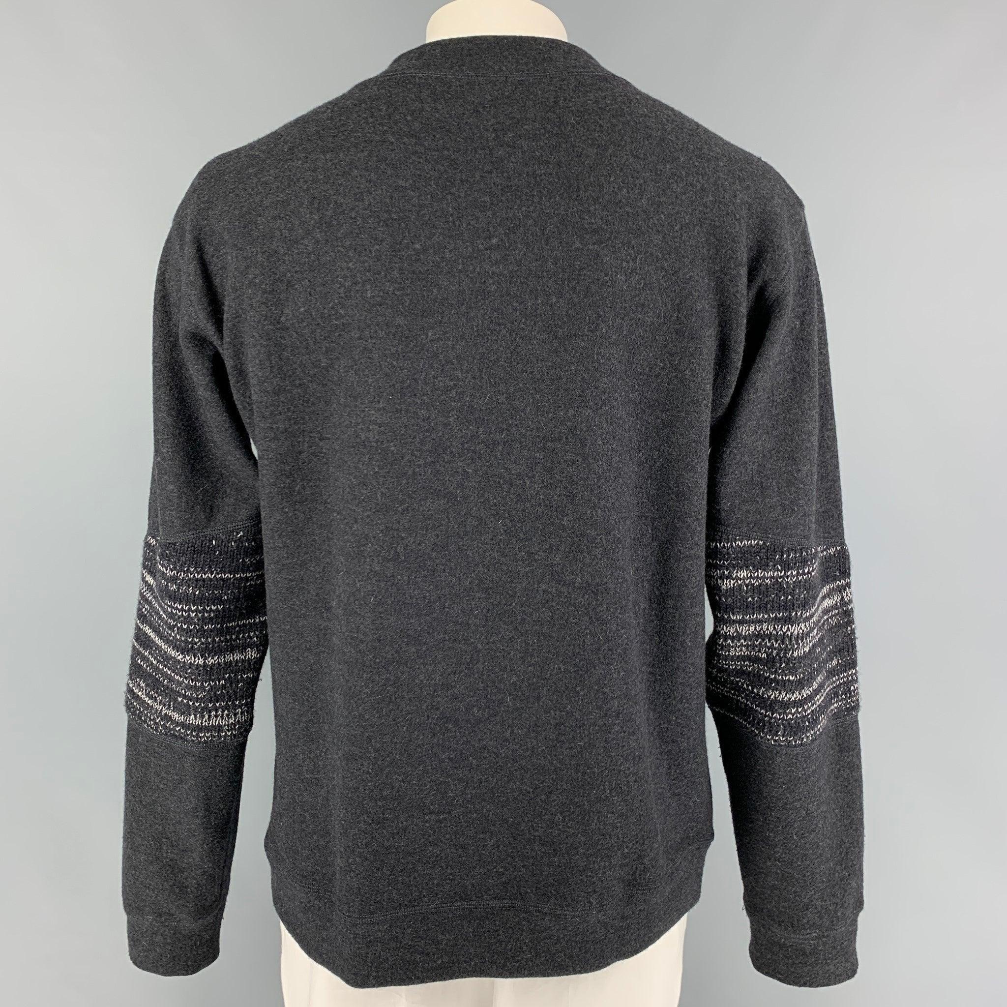 GIORGIO ARMANI Size L Gray Wool Mock Neck Sweater In Good Condition In San Francisco, CA