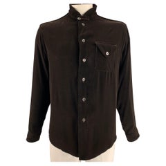 GIORGIO ARMANI Size L Solid Brown Velvet Long Sleeve Shirt Jacket