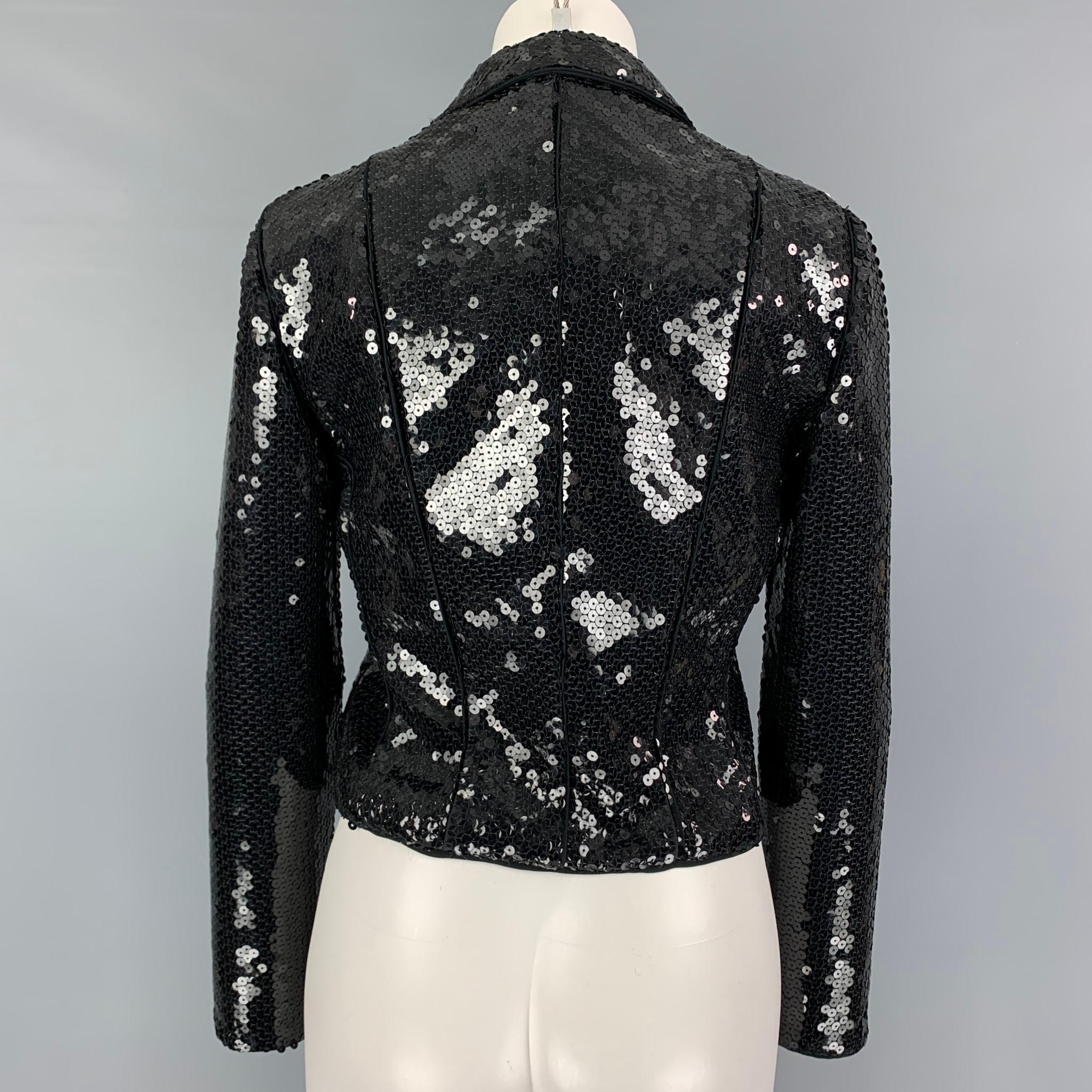 GIORGIO ARMANI Size M Black Sequined Cropped Jacket In Good Condition In San Francisco, CA