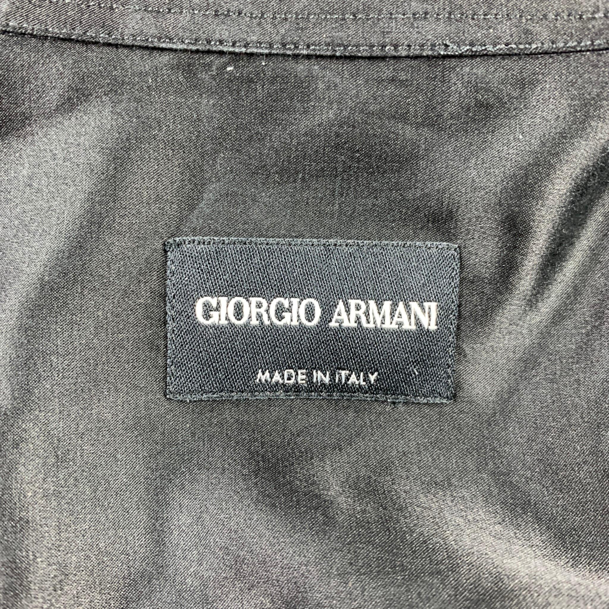 GIORGIO ARMANI Size M Black Silk / Cotton Button Up Long Sleeve Shirt In Good Condition In San Francisco, CA