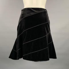 GIORGIO ARMANI Size M Black Velvet A-Line Knee-Length Skirt