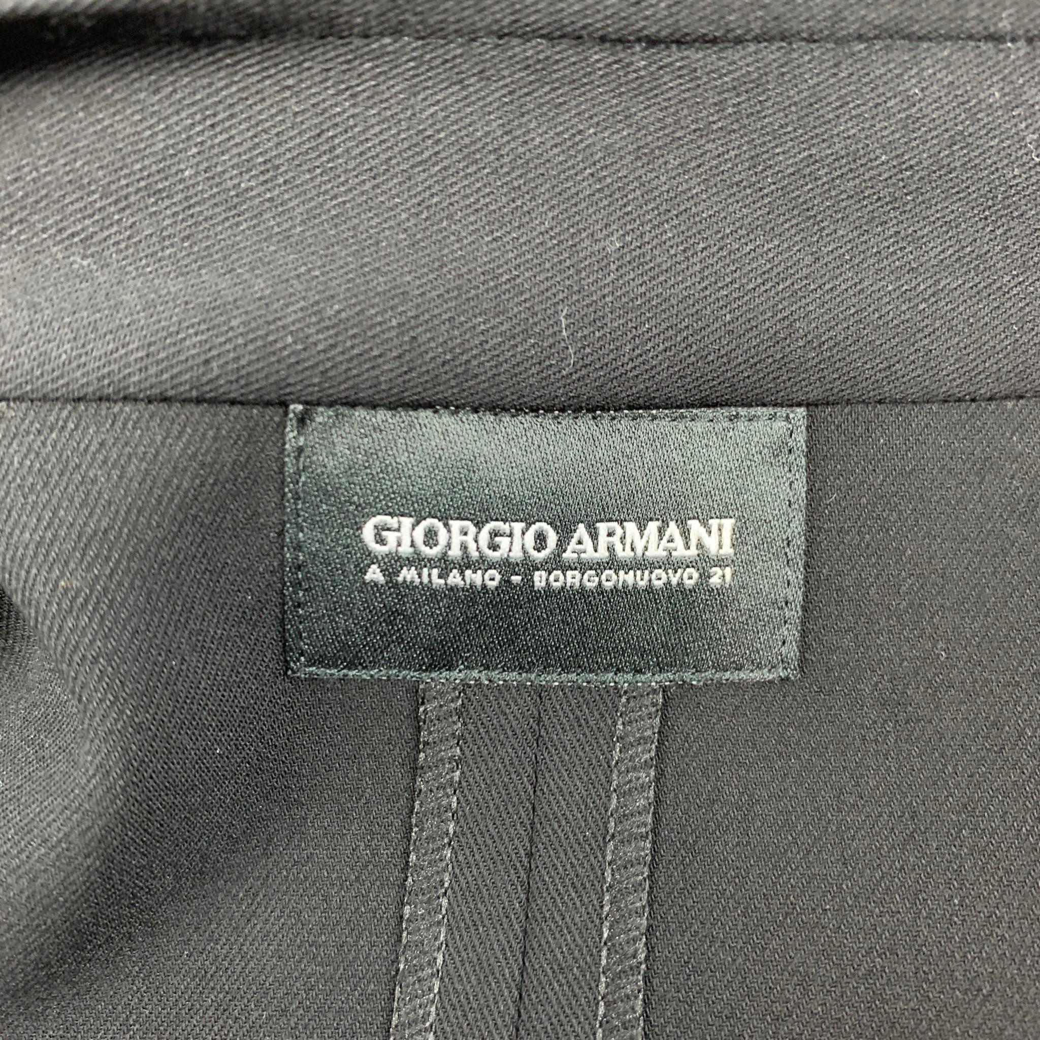 GIORGIO ARMANI Größe M Schwarz Wolle Nehru Kragen Shirt Jacke 2