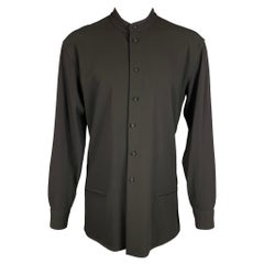 GIORGIO ARMANI Größe M Schwarz Wolle Nehru Kragen Shirt Jacke