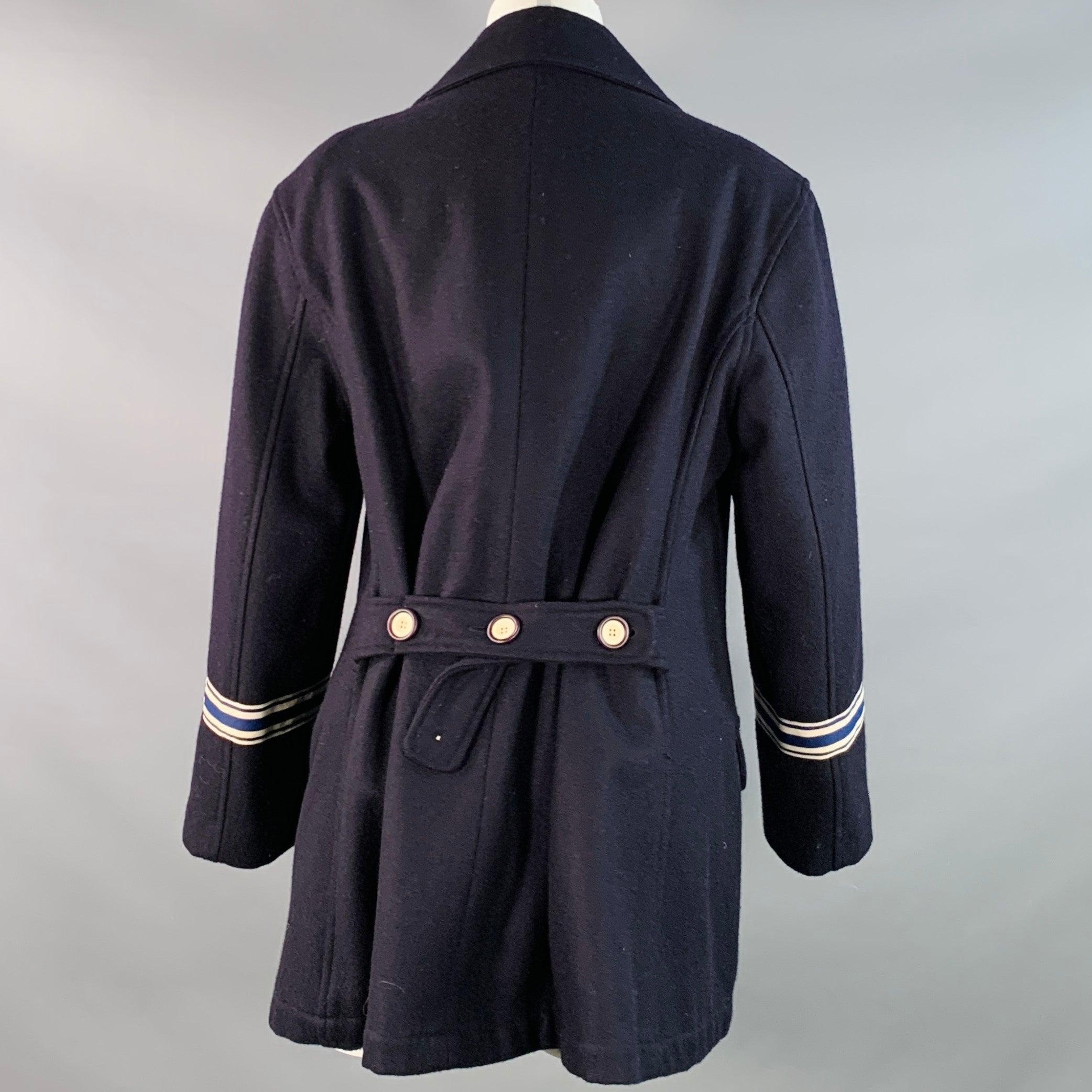 Nero GIORGIO ARMANI Cappotto doppiopetto in misto lana bianco marina taglia M in vendita