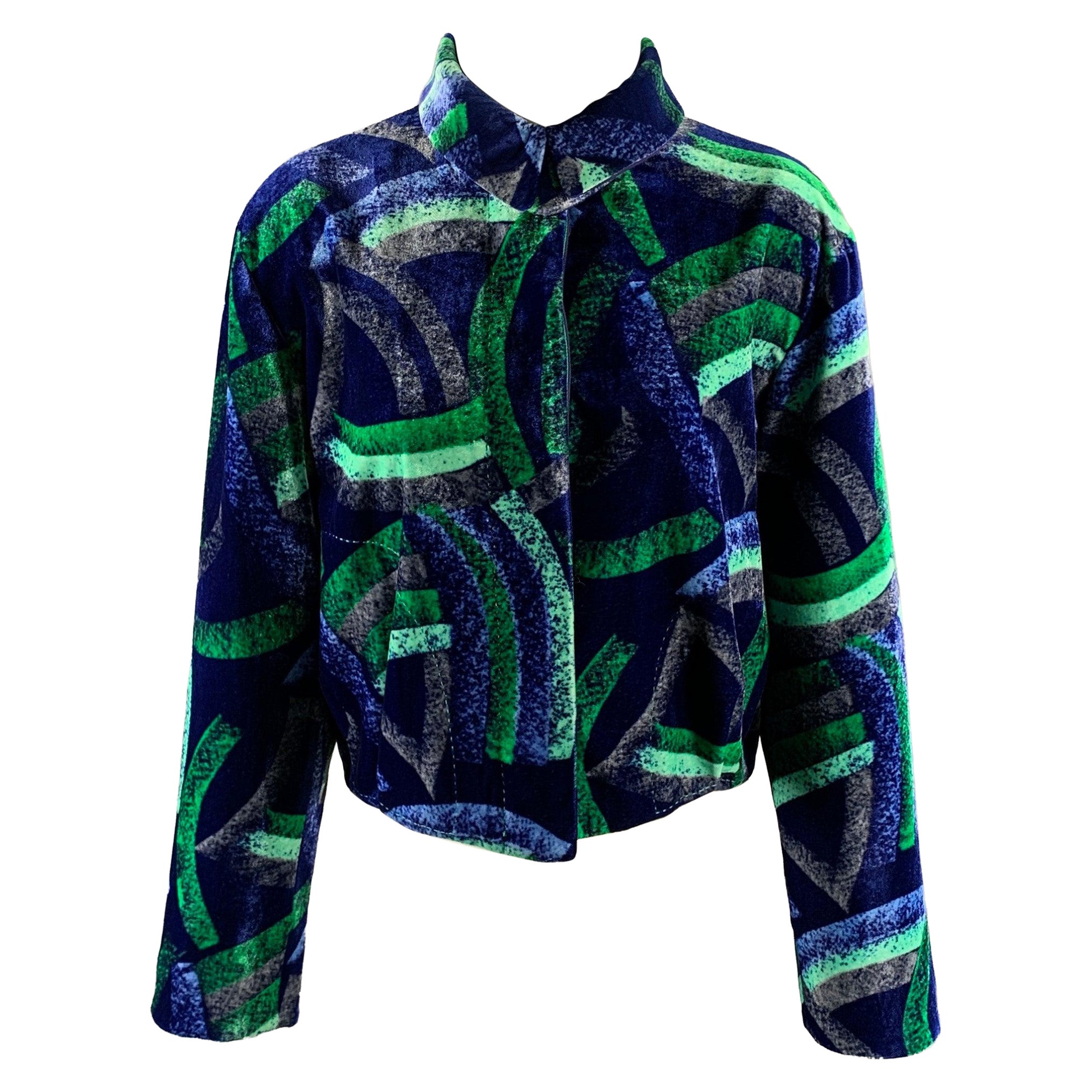 GIORGIO ARMANI Size M Silk Blend Geometric Jacket For Sale