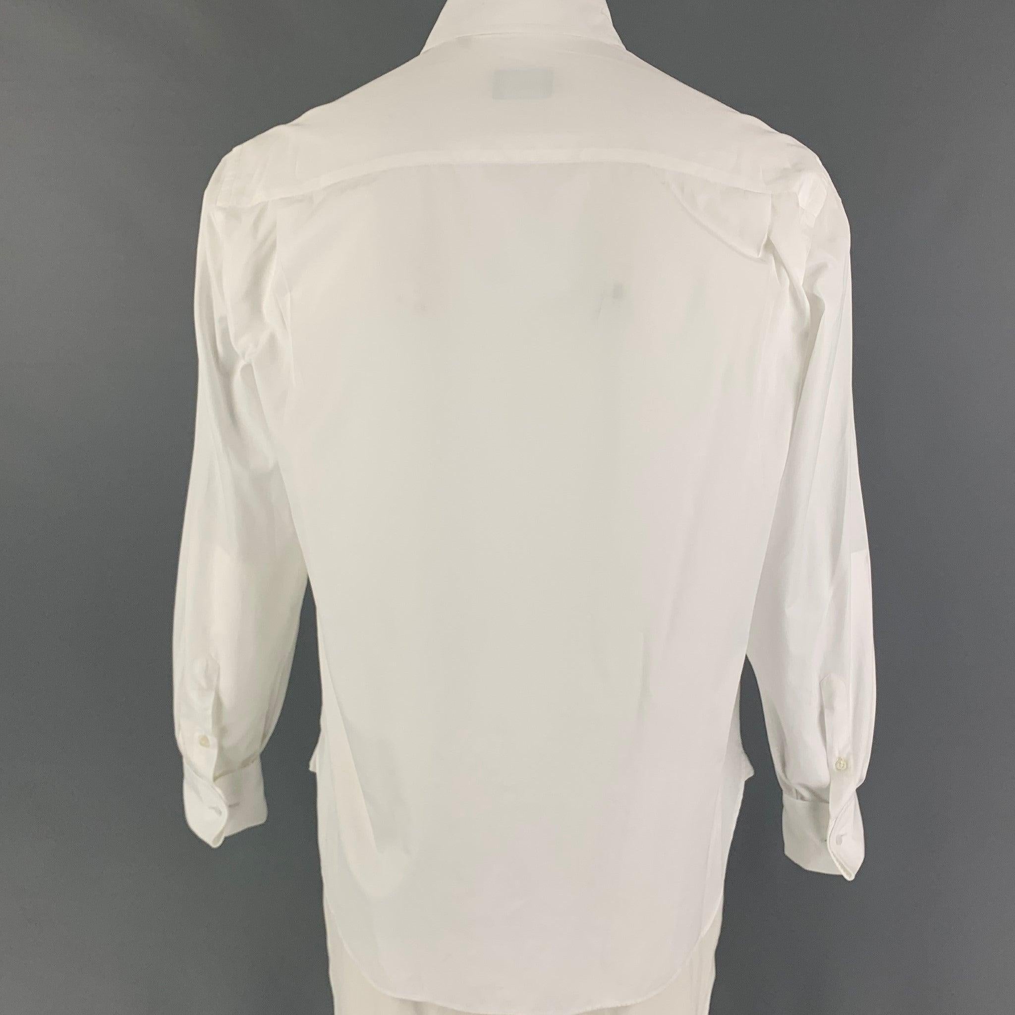 GIORGIO ARMANI Size M White Cotton Button Up Long Sleeve Shirt In Excellent Condition In San Francisco, CA