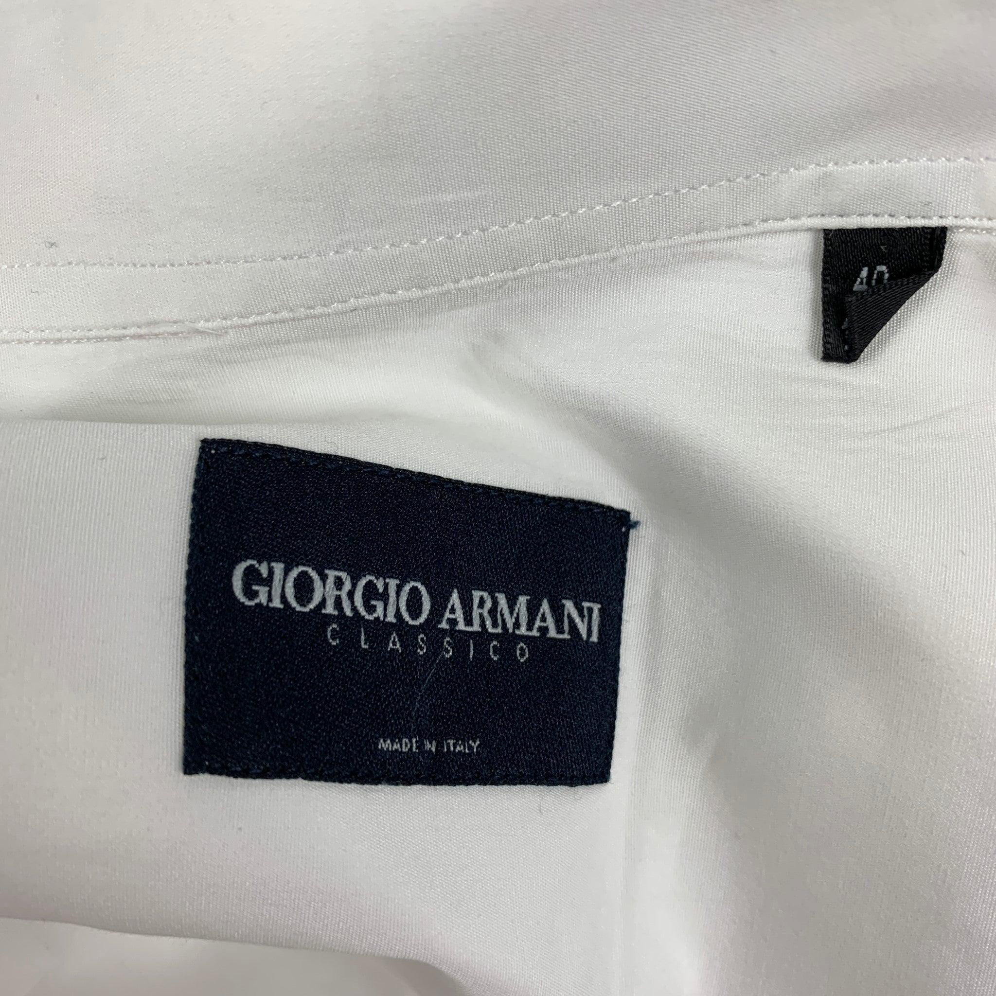 GIORGIO ARMANI Size M White Cotton Button Up Long Sleeve Shirt 1