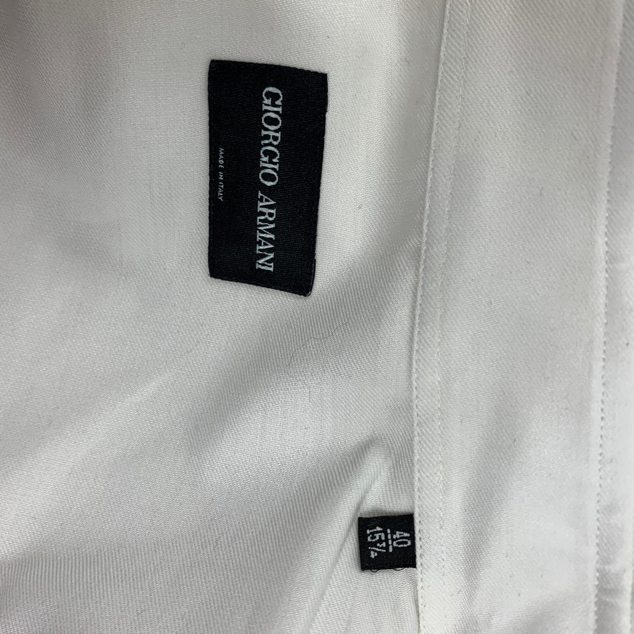 GIORGIO ARMANI Size M White Cotton Button Up Long Sleeve Shirt For Sale 1