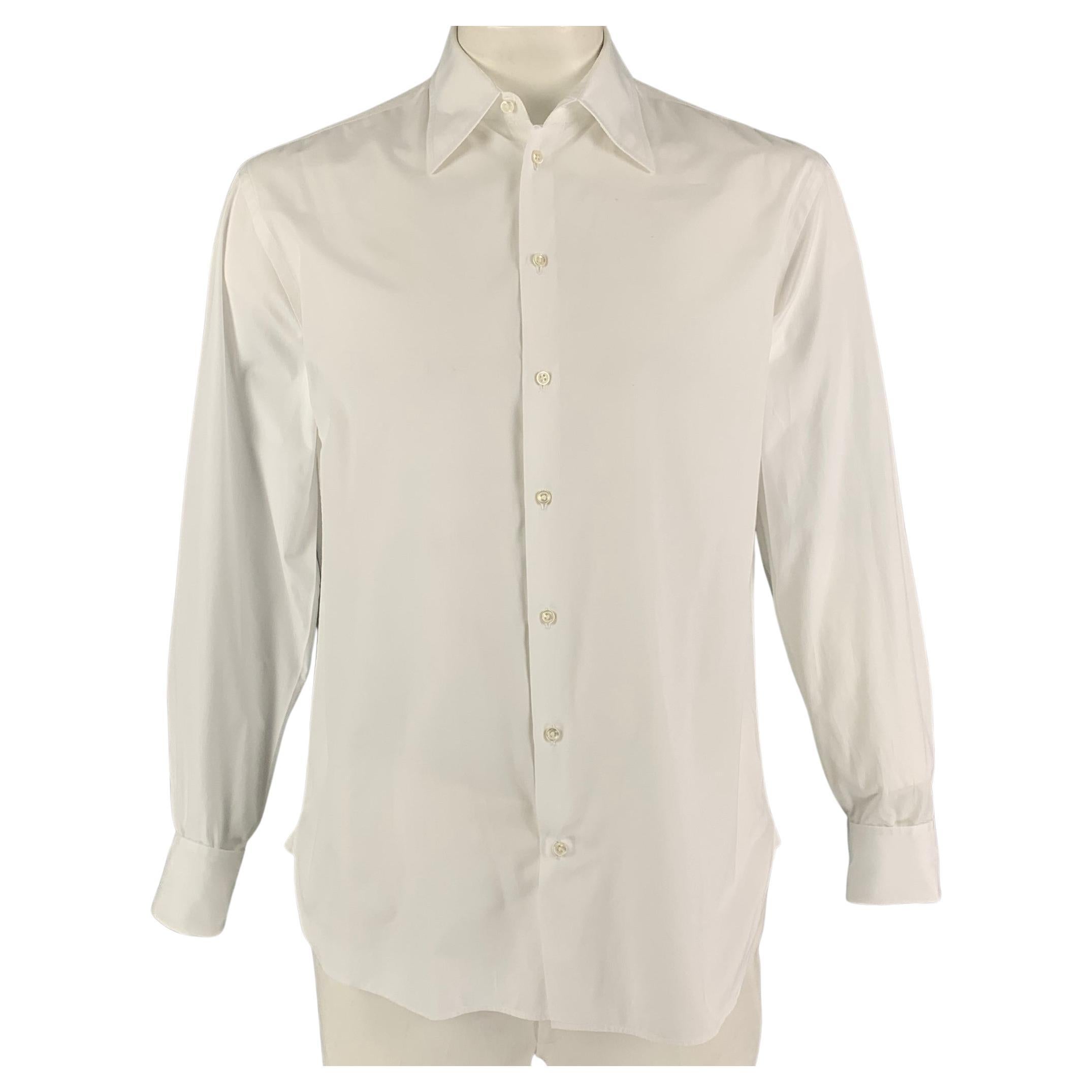GIORGIO ARMANI Size M White Cotton Button Up Long Sleeve Shirt