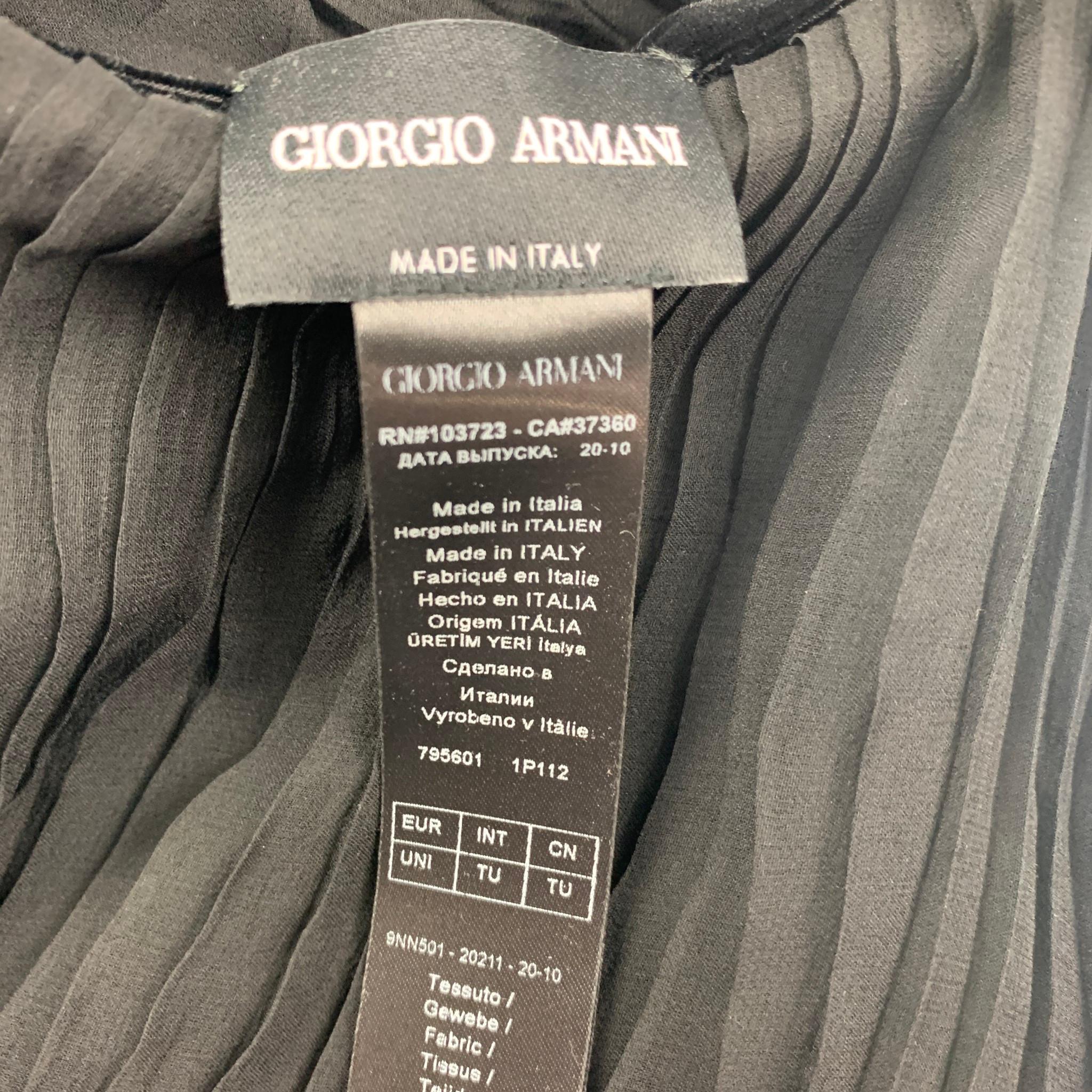 GIORGIO ARMANI Size One Size Black Silk Textured Buttoned Scarf 4