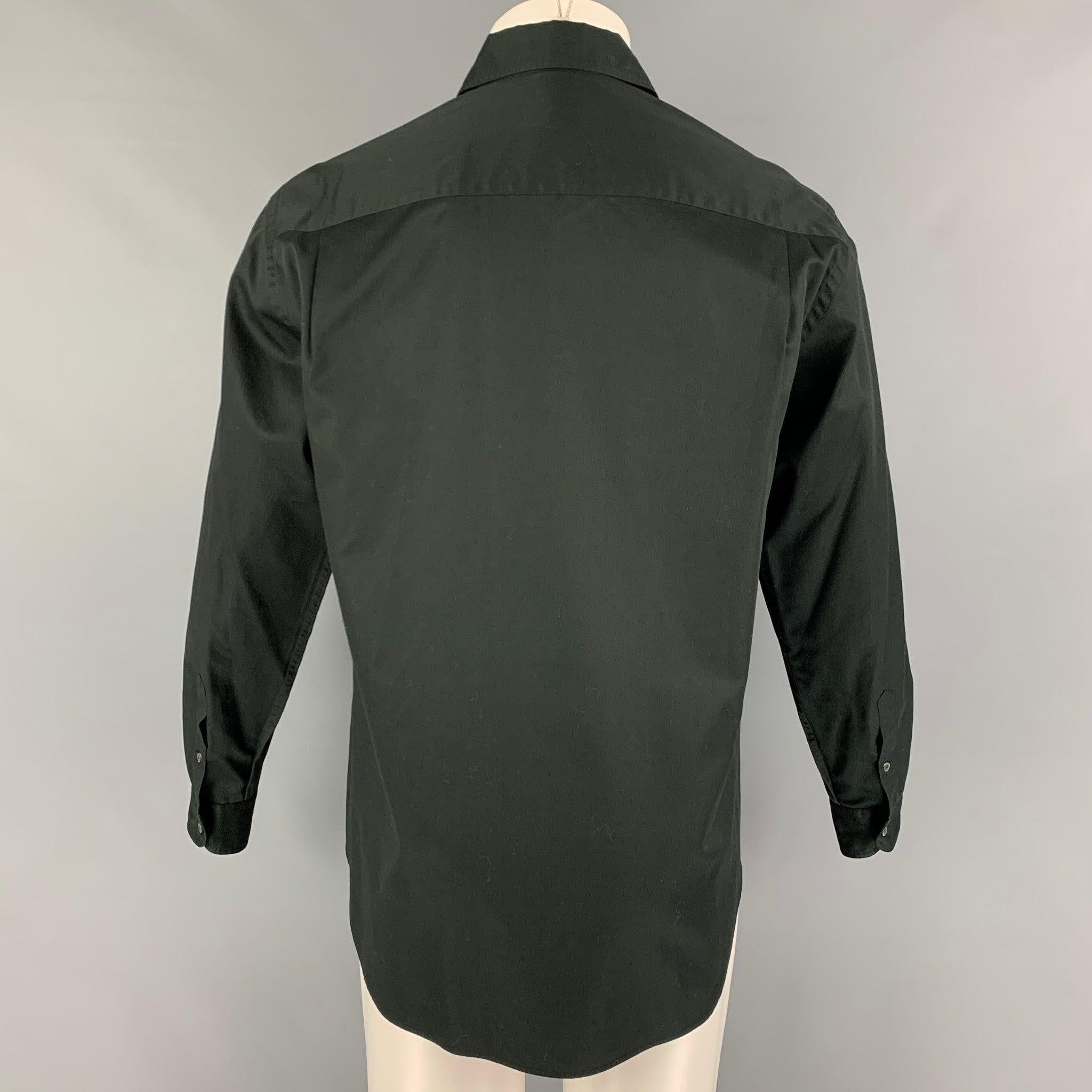 GIORGIO ARMANI Size S Black Cotton Button Up Long Sleeve Shirt In Good Condition In San Francisco, CA