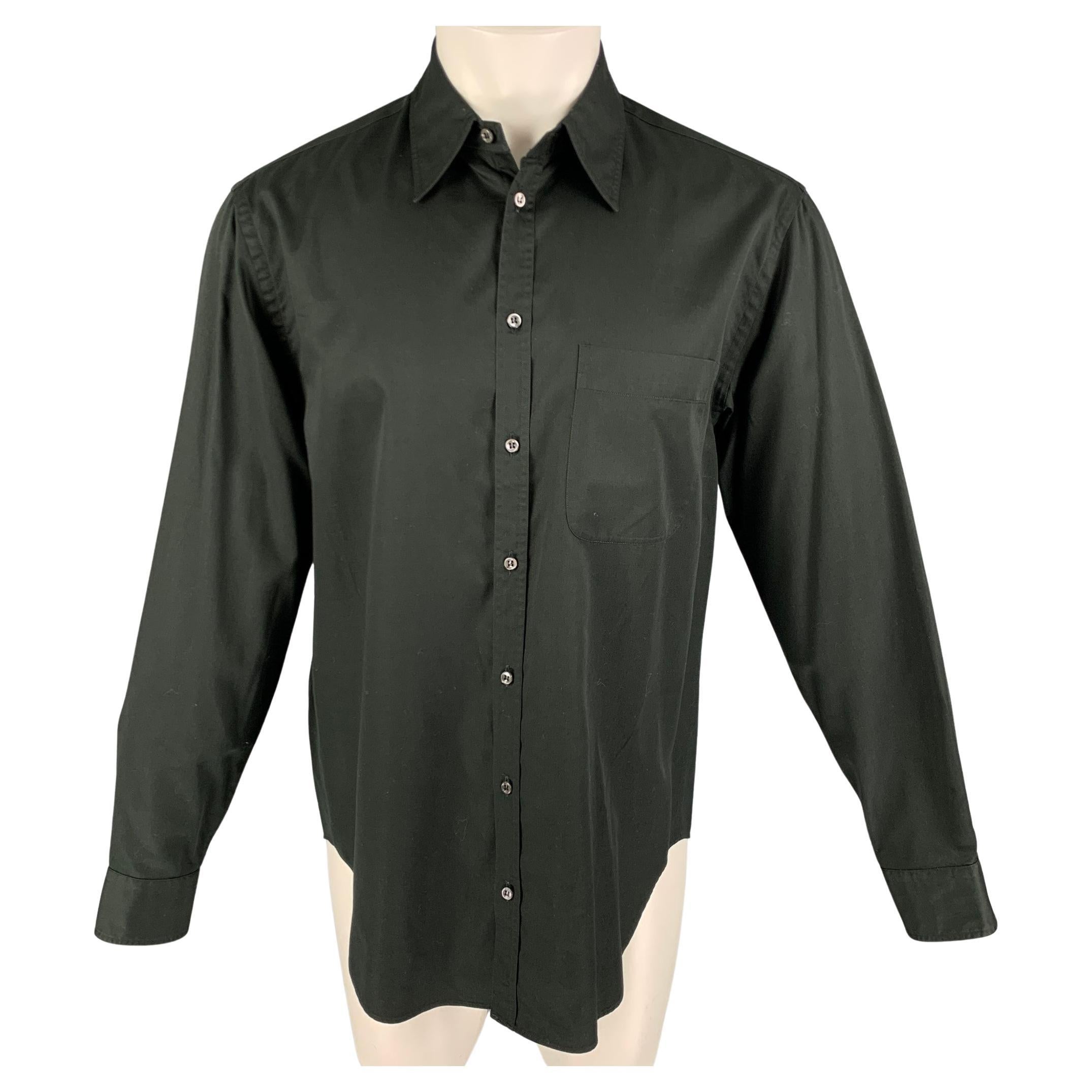 GIORGIO ARMANI Size S Black Cotton Button Up Long Sleeve Shirt