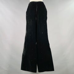 GIORGIO ARMANI Size S Black Velvet Rhinestones Side Zipper Casual Pants