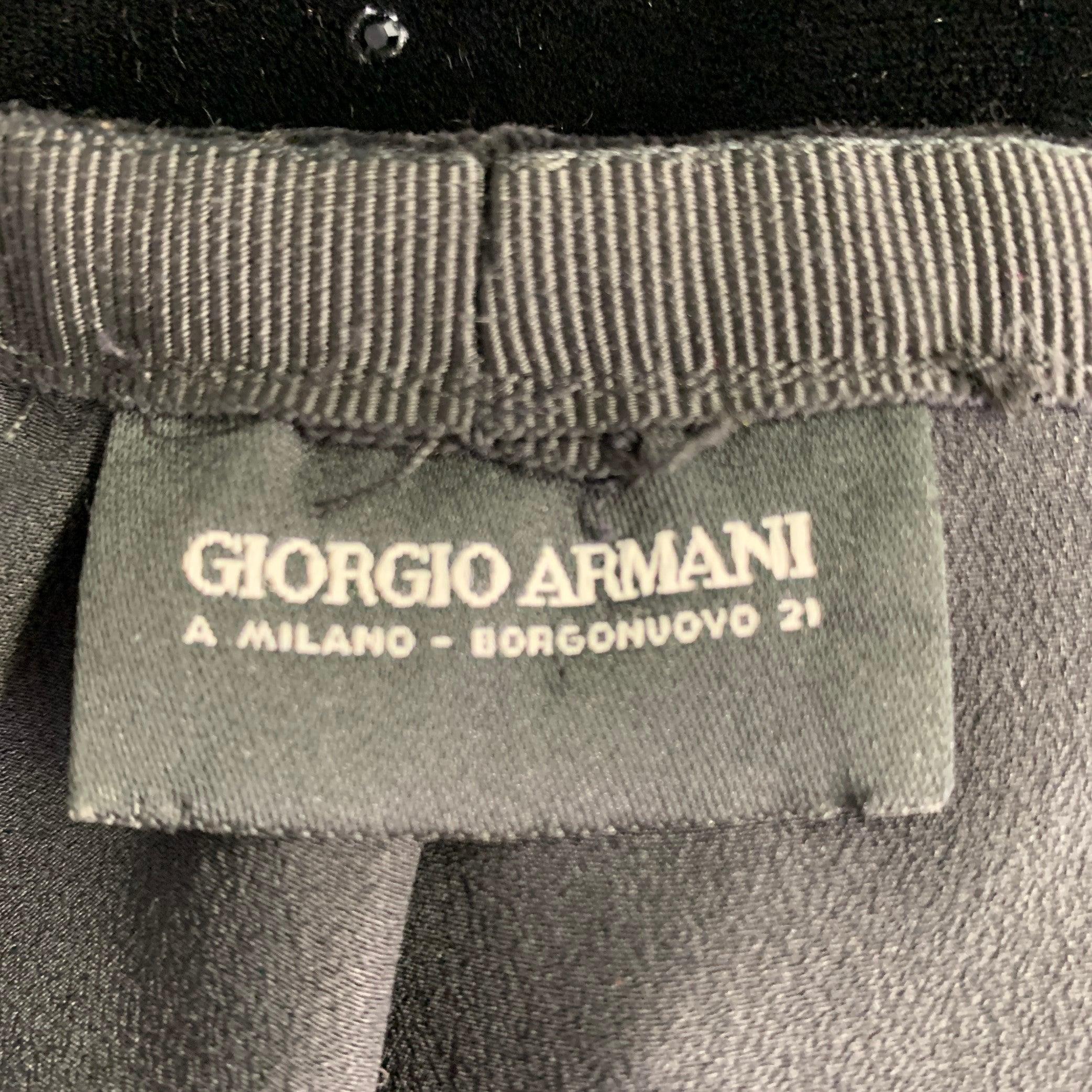 GIORGIO ARMANI Size S Black Velvet Rhinestones Side Zipper Casual Pants In Excellent Condition For Sale In San Francisco, CA