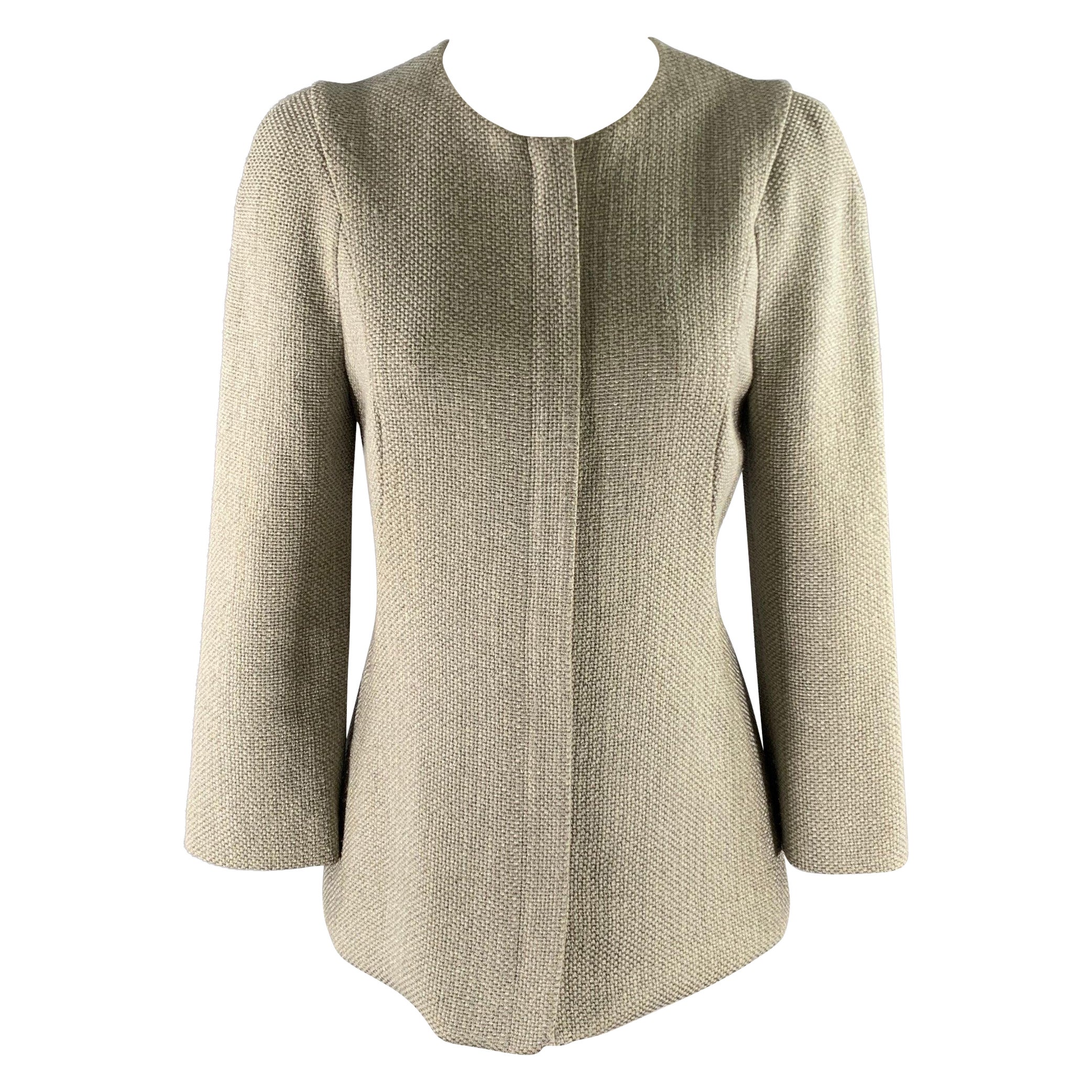GIORGIO ARMANI Size S Grey Gold Polyester Blend Collarless Zip Jacket For Sale