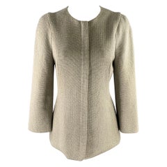 GIORGIO ARMANI Size S Grey Gold Polyester Blend Collarless Zip Jacket