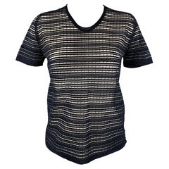 GIORGIO ARMANI Taglia S Navy Top a maniche corte in maglia