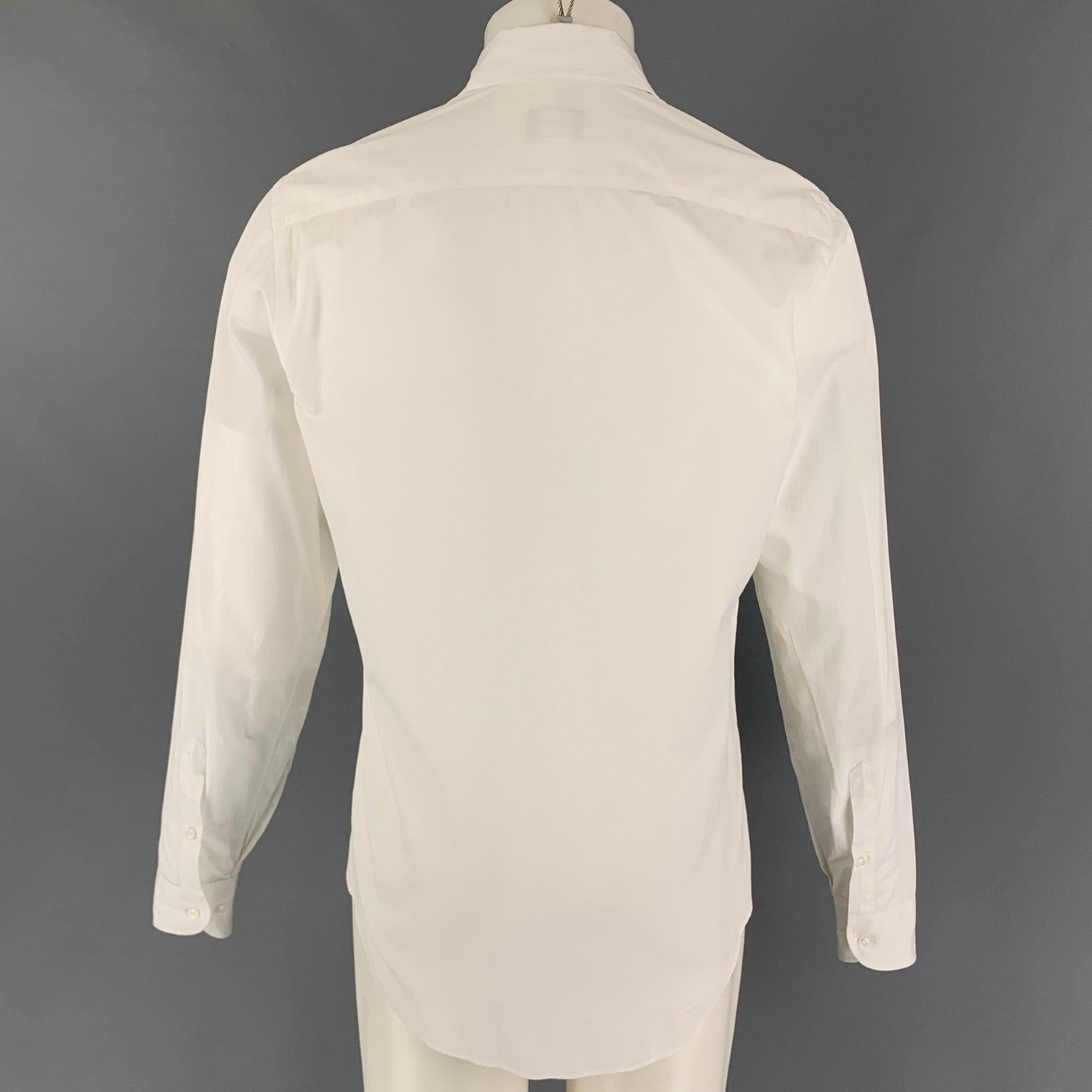 GIORGIO ARMANI Size S White Cotton Button Up Long Sleeve Shirt In Good Condition In San Francisco, CA