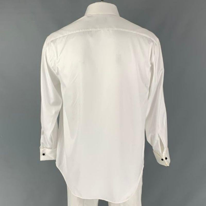 GIORGIO ARMANI Size XL Solid White Cotton French Cuff Long Sleeve Shirt In Excellent Condition In San Francisco, CA