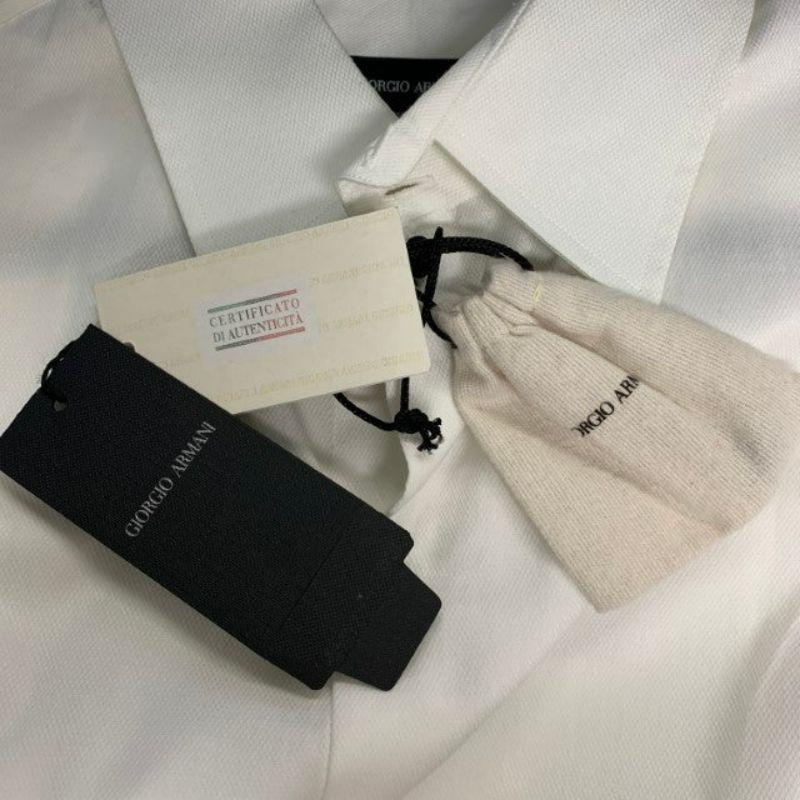 GIORGIO ARMANI Size XL Solid White Cotton French Cuff Long Sleeve Shirt 4