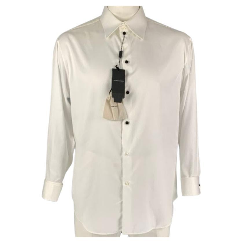 GIORGIO ARMANI Size XL Solid White Cotton French Cuff Long Sleeve Shirt