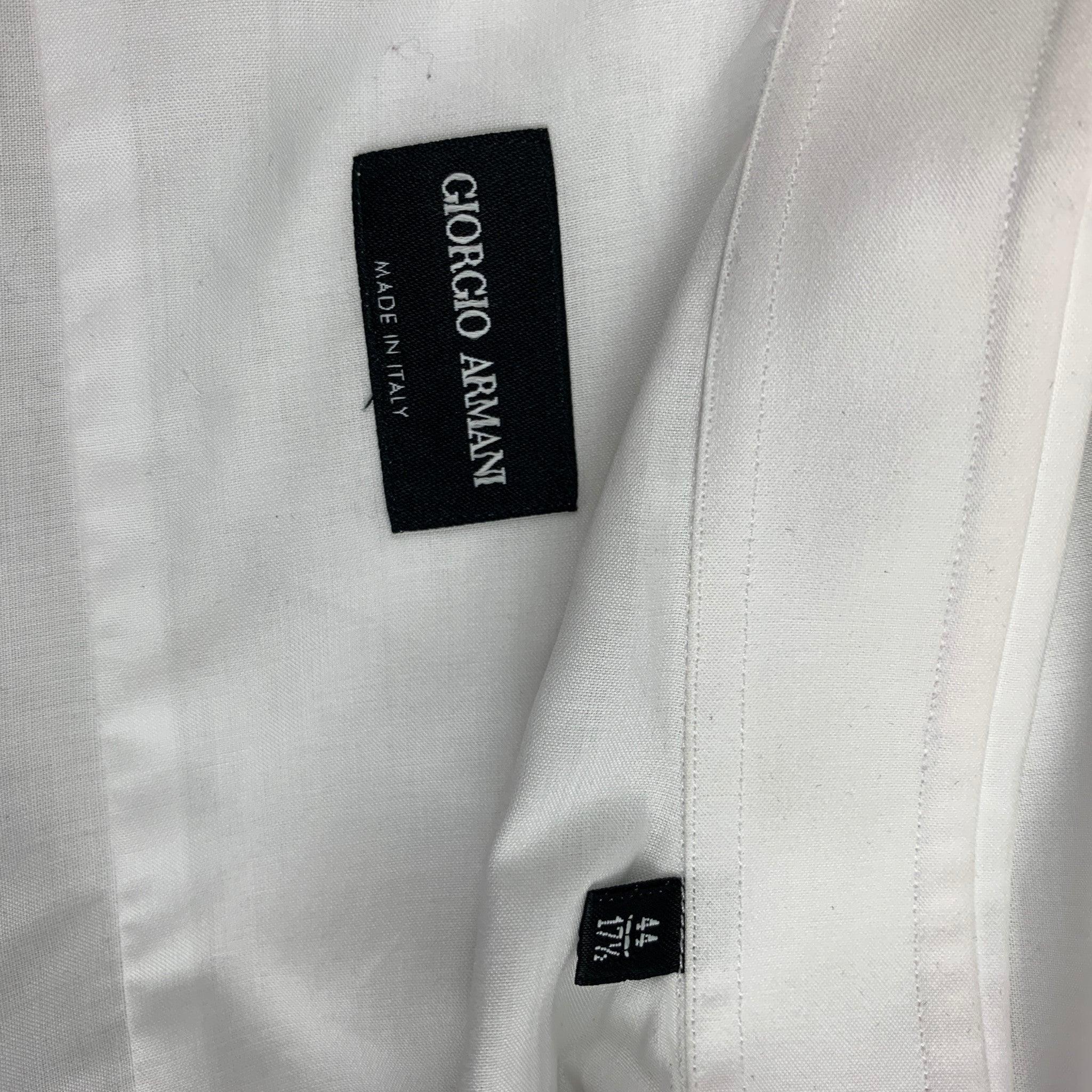 GIORGIO ARMANI Size XL White Cotton Tuxedo Long Sleeve Shirt For Sale 4