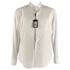 GIORGIO ARMANI Camicia a maniche lunghe in cotone bianco smoking taglia XL