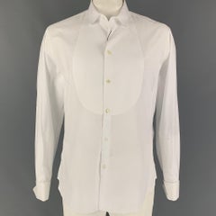 GIORGIO ARMANI Size XL White Cotton Tuxedo Long Sleeve Shirt