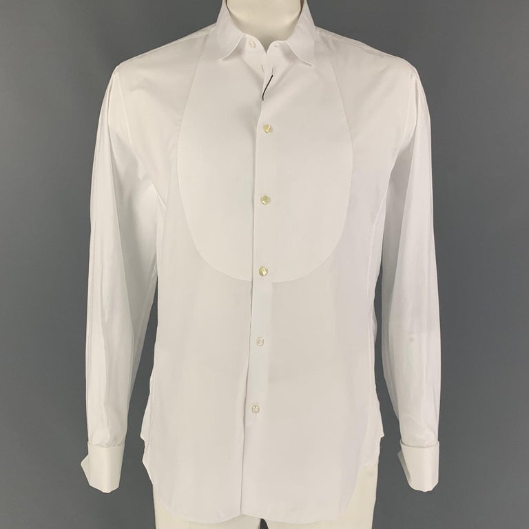 GIORGIO ARMANI Size XL White Cotton Tuxedo Long Sleeve Shirt For Sale at  1stDibs