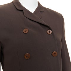 GIORGIO ARMANI solid pure new wool double breasted long tailored jacket IT40 S